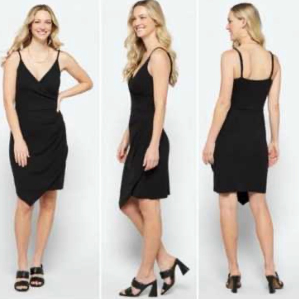Goldray StitchFix Fraidy Ribbed Asymmetrical Sleeveless Mini‎ Dress Black Size L